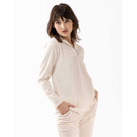 Velour pyjamas GABRIELLE 602 ecru | Lingerie le Chat