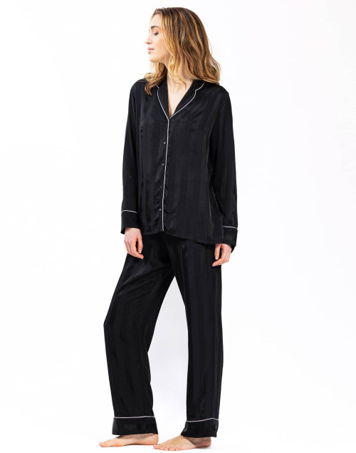 Pyjama boutonné chaine et trame  GABRIELLE 606 noir