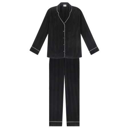 Buttoned pyjamas GABRIELLE 606 made from black viscose jacquard Lingerie le Chat