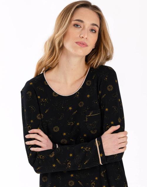 Chemise de nuit en coton CÉLESTE 601 noir