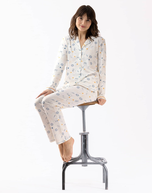 Buttoned cotton pyjamas CÉLESTE 606 ecru