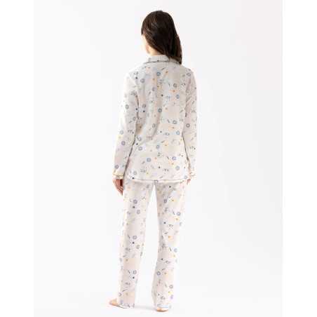 Pyjama boutonné CÉLESTE 606 en coton écru  | Lingerie le Chat