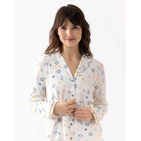 Buttoned cotton pyjamas CÉLESTE 606 ecru | Lingerie le Chat