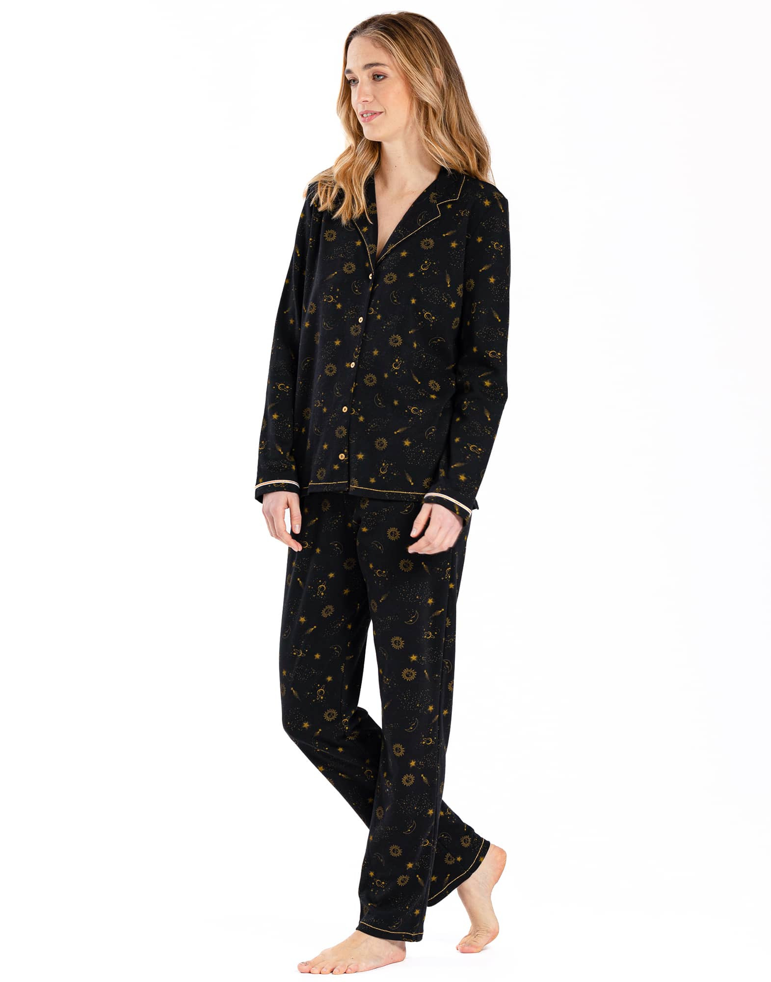 Pyjama boutonné Noir - Tradi