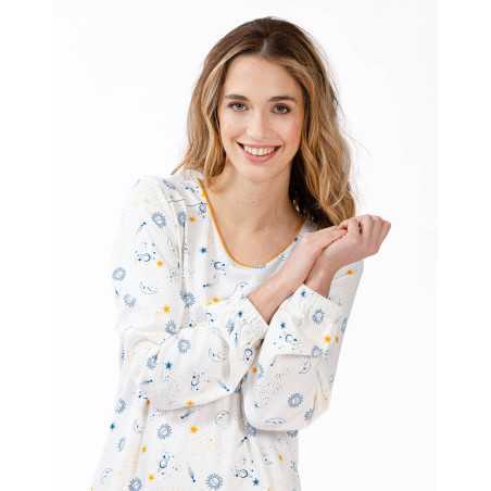 Long sleepshirt in 100% cotton interlock CÉLESTE 611 ecru