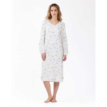 Long sleepshirt in 100% cotton interlock CÉLESTE 611 ecru