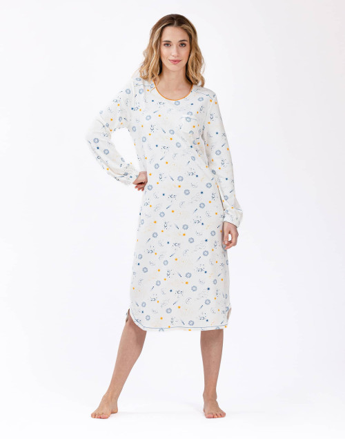 Long sleepshirt in 100% cotton interlock CÉLESTE 611 ecru