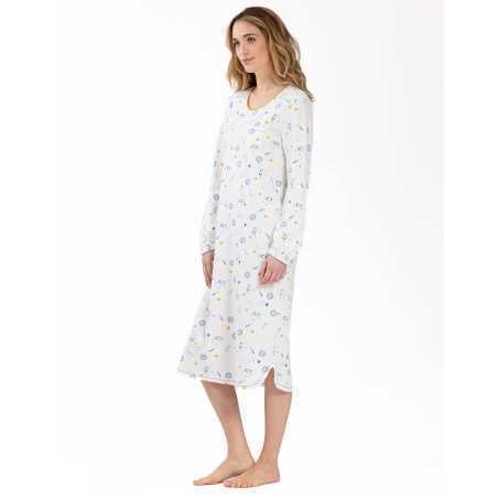 Long sleepshirt in 100% cotton interlock CÉLESTE 611 ecru