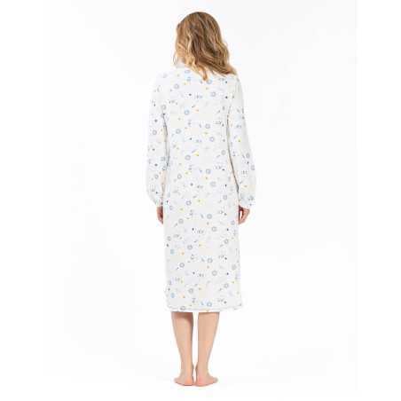 Long sleepshirt in 100% cotton interlock CÉLESTE 611 ecru