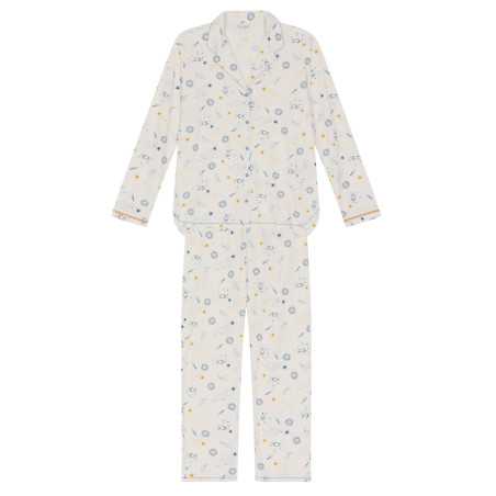 Pyjama boutonné CÉLESTE 606 en coton écru  | Lingerie le Chat