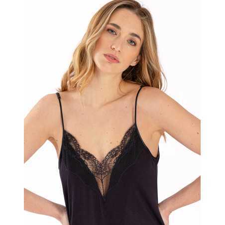 Nuisette en jersey et dentelle noir VIVIENNE 603 noir| Lingerie le Chat