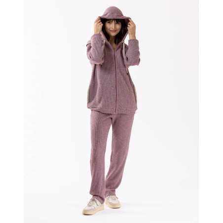 Zip-front hoodie in lurex knit FRILEUSE 670 purple | Lingerie le Chat