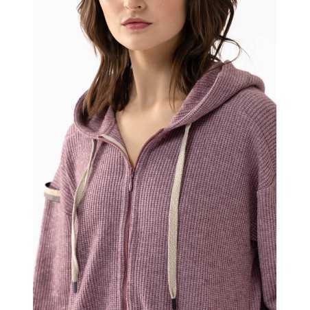 Veste sweat zippée en maille tricot lurex FRILEUSE 670 vendange  | Lingerie le Chat