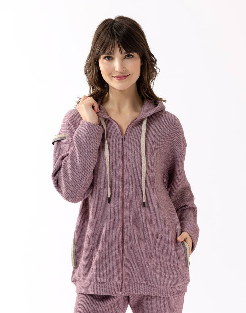 Veste sweat zippée en maille tricot lurex FRILEUSE 670 vendange  | Lingerie le Chat