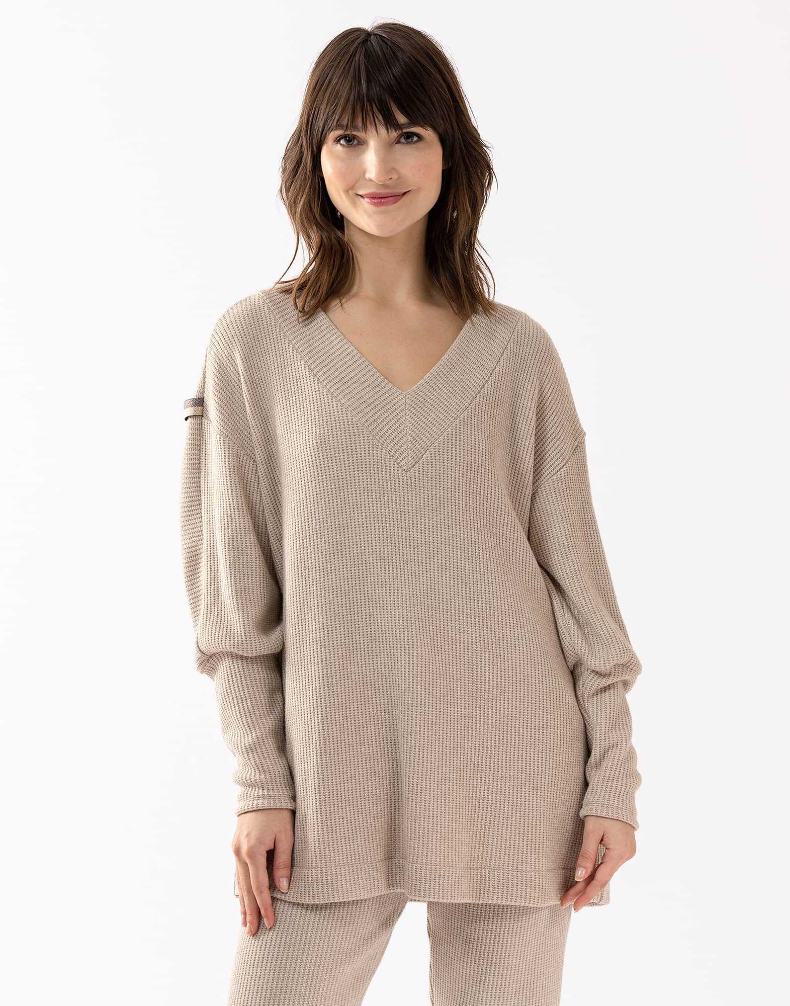 Sweatshirt in lurex knit FRILEUSE 630 beige | Lingerie le Chat