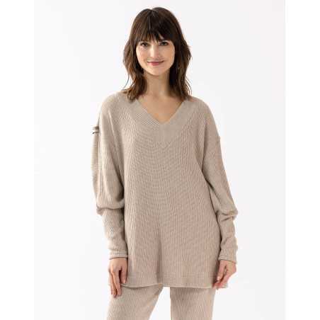 Sweat en maille tricot lurex FRILEUSE 630 beige  | Lingerie le Chat