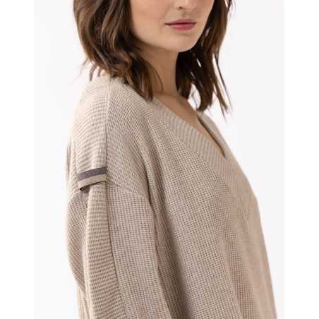 Sweat en maille tricot lurex FRILEUSE 630 beige  | Lingerie le Chat