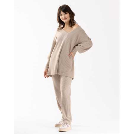 Sweat en maille tricot lurex FRILEUSE 630 beige  | Lingerie le Chat