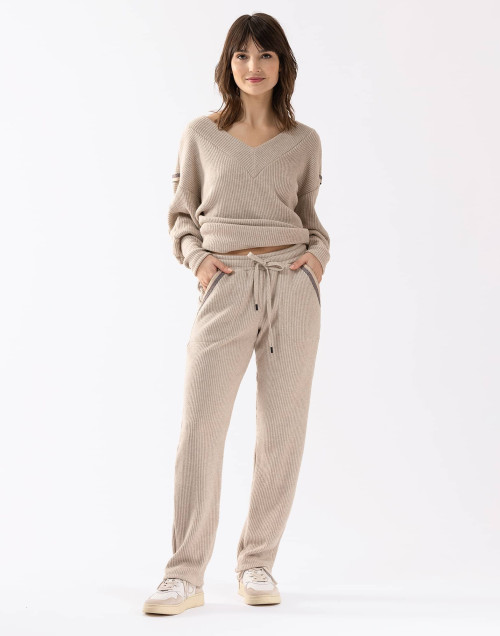 Pantalon en maille tricot lurex FRILEUSE 680 beige