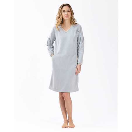 Chemise de nuit en coton COMFY 601 gris chiné  | Lingerie le Chat