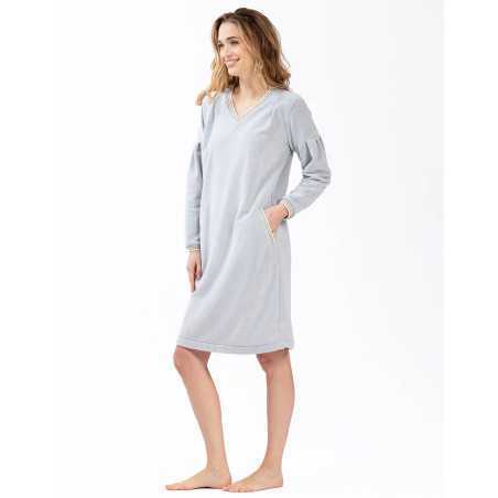 Chemise de nuit en coton COMFY 601 gris chiné  | Lingerie le Chat