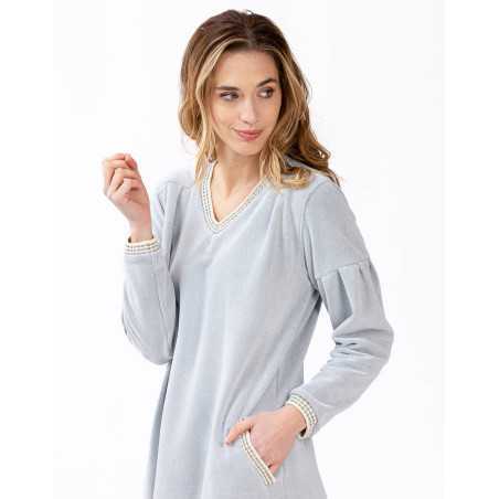 Chemise de nuit en coton COMFY 601 gris chiné  | Lingerie le Chat