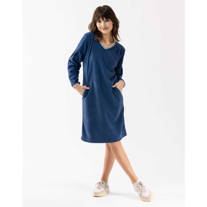 Chemise de nuit en coton COMFY 601 bleu  | Lingerie le Chat