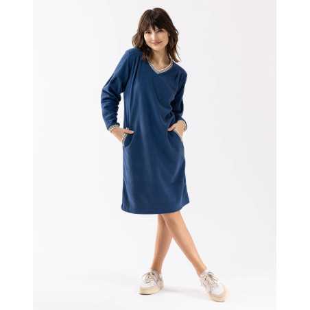 Chemise de nuit en coton COMFY 601 bleu  | Lingerie le Chat