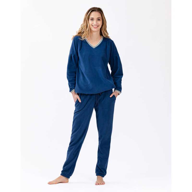 Microfleece pyjamas COMFY 602 blue | Lingerie le Chat