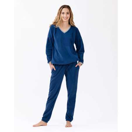 Pyjama en micropolaire COMFY 602 bleu  | Lingerie le Chat