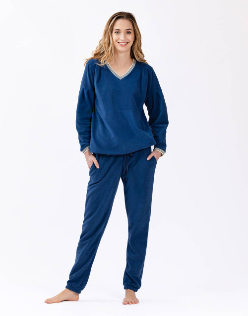 Microfleece pyjamas COMFY 602 blue | Lingerie le Chat