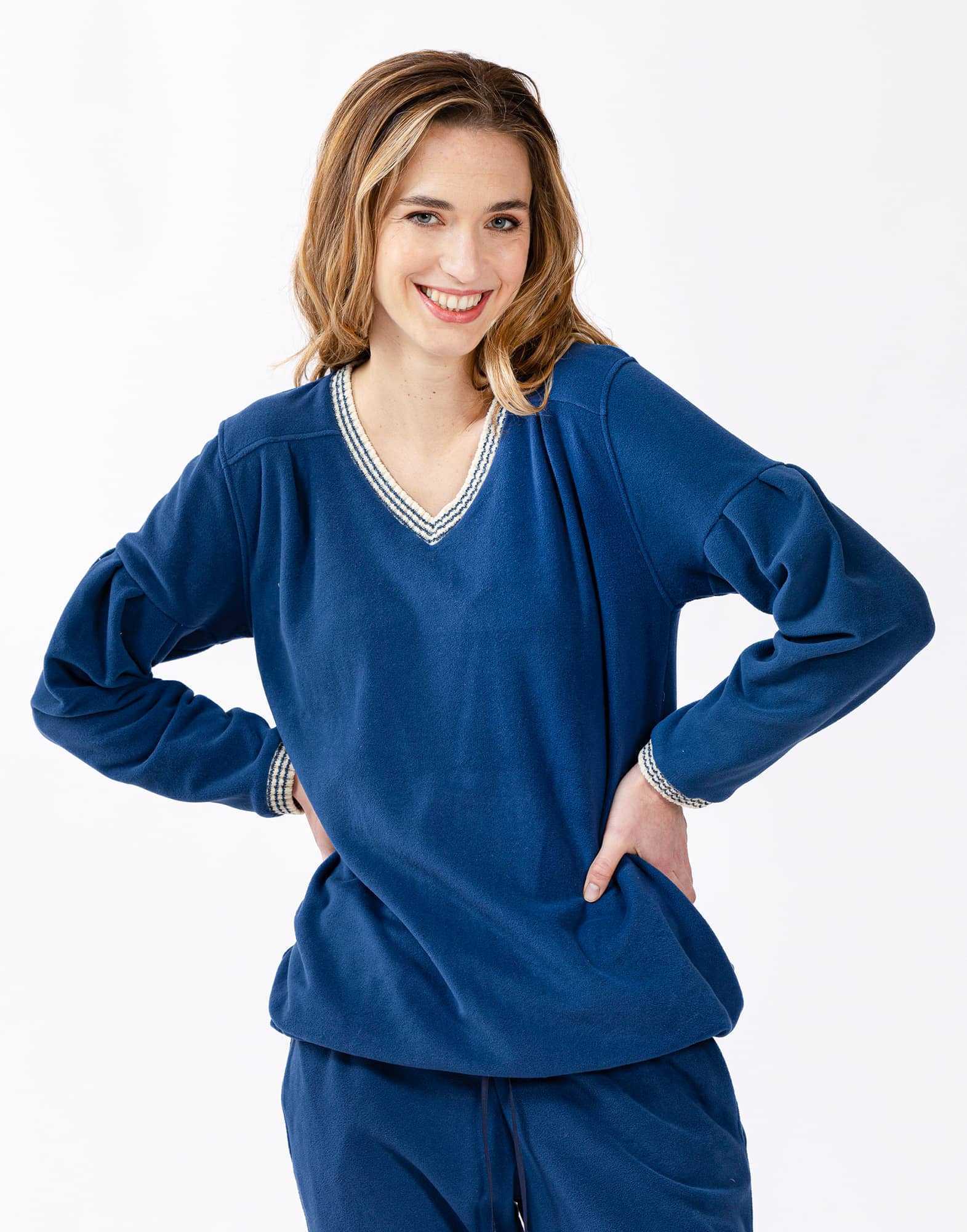 Pyjama en micropolaire COMFY 602 bleu  | Lingerie le Chat