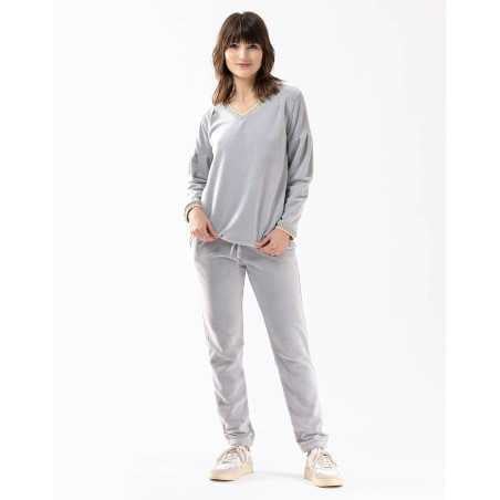 Pyjama en micropolaire COMFY 602 gris chiné  | Lingerie le Chat