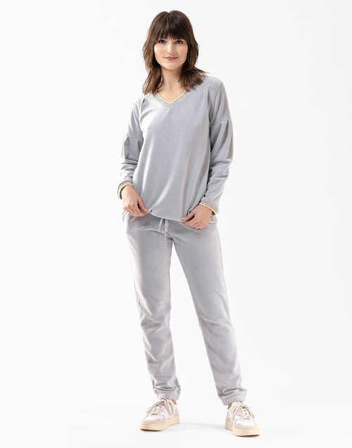 Pyjama en micropolaire COMFY 602 gris chiné  | Lingerie le Chat