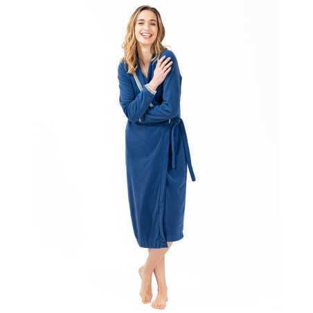 Microfleece bathrobe COMFY 660 blue | Lingerie le Chat