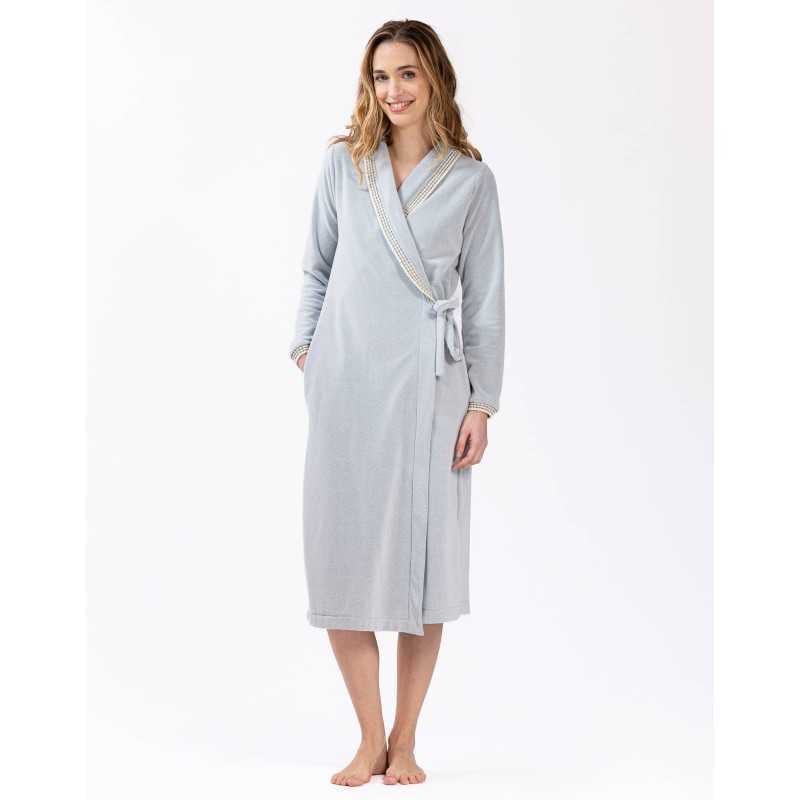 Microfleece bathrobe COMFY 660 grey fleck | Lingerie le Chat