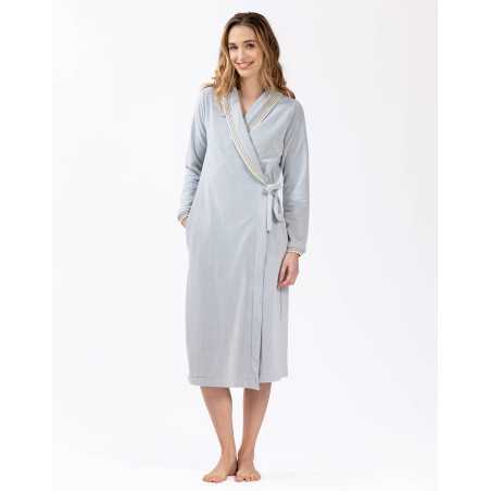 Microfleece bathrobe COMFY 660 grey fleck | Lingerie le Chat