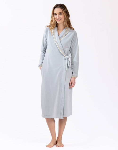 Microfleece bathrobe COMFY 660 grey fleck | Lingerie le Chat