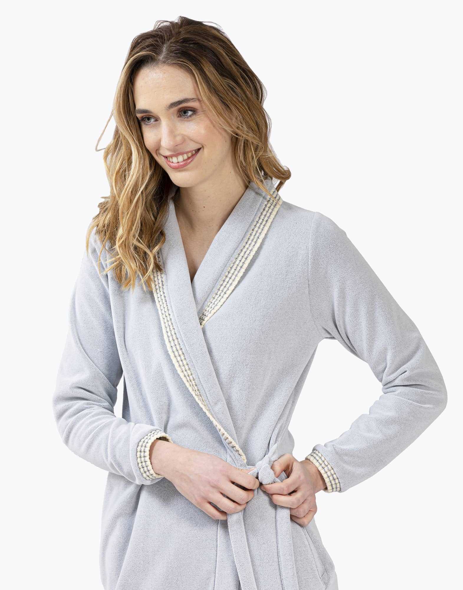 Microfleece bathrobe COMFY 660 grey fleck | Lingerie le Chat