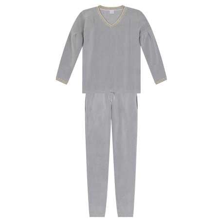 Pyjama en micropolaire COMFY 602 gris chiné  | Lingerie le Chat