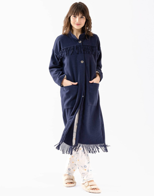 Long woollen jacket FOEHN 650 navy blue