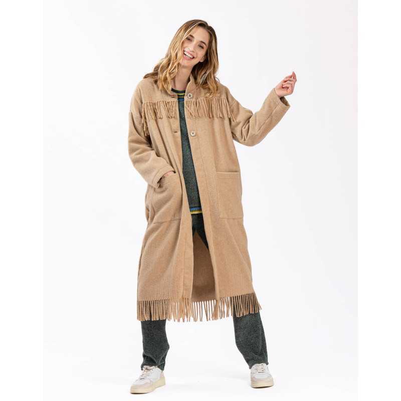 Long woollen jacket FOEHN 650 beige | Lingerie le Chat