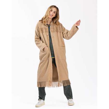 Long woollen jacket FOEHN 650 beige | Lingerie le Chat