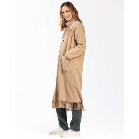 Long woollen jacket FOEHN 650 beige | Lingerie le Chat