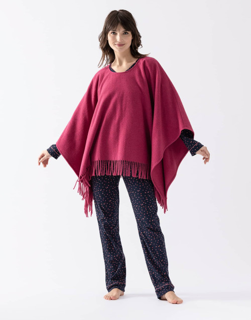 Poncho en laine FOEHN 671 pivoine  | Lingerie le Chat