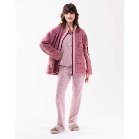 Veste zippée en moumoute rose ANGORA 650 rose  | Lingerie le Chat