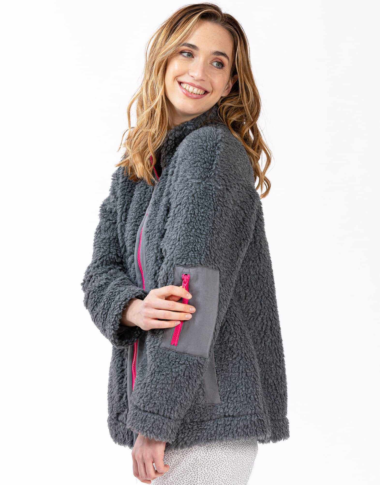 Veste zippee en moumoute ANGORA 650 gris chine