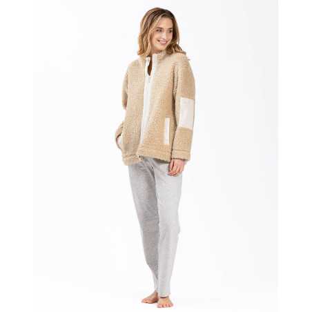 Plush fleece jacket ANGORA 650 beige | Lingerie le Chat