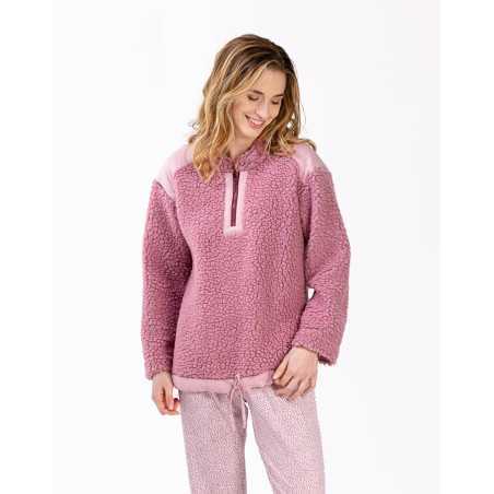 Plush fleece sweatshirt ANGORA 630 pink | Lingerie le Chat