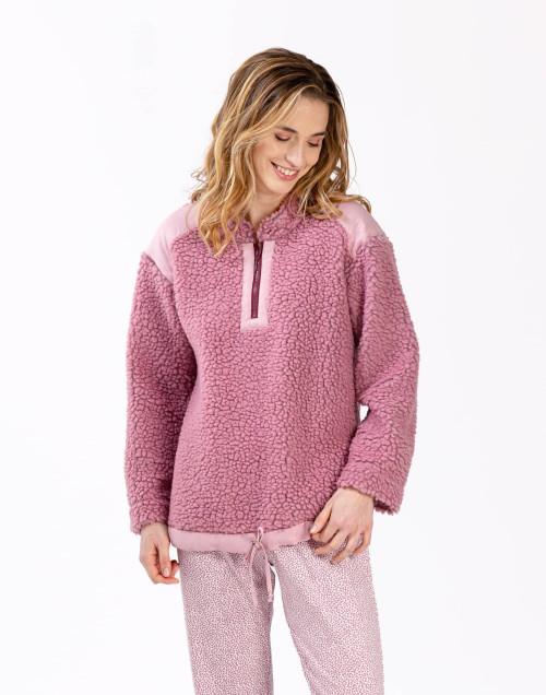 Plush fleece sweatshirt ANGORA 630 pink | Lingerie le Chat